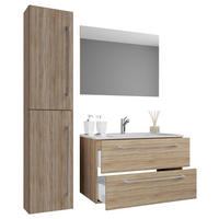 BADEZIMMER  in 113 cm  - Weiß/Sonoma Eiche, MODERN, Keramik/Holzwerkstoff (113cm) - MID.YOU