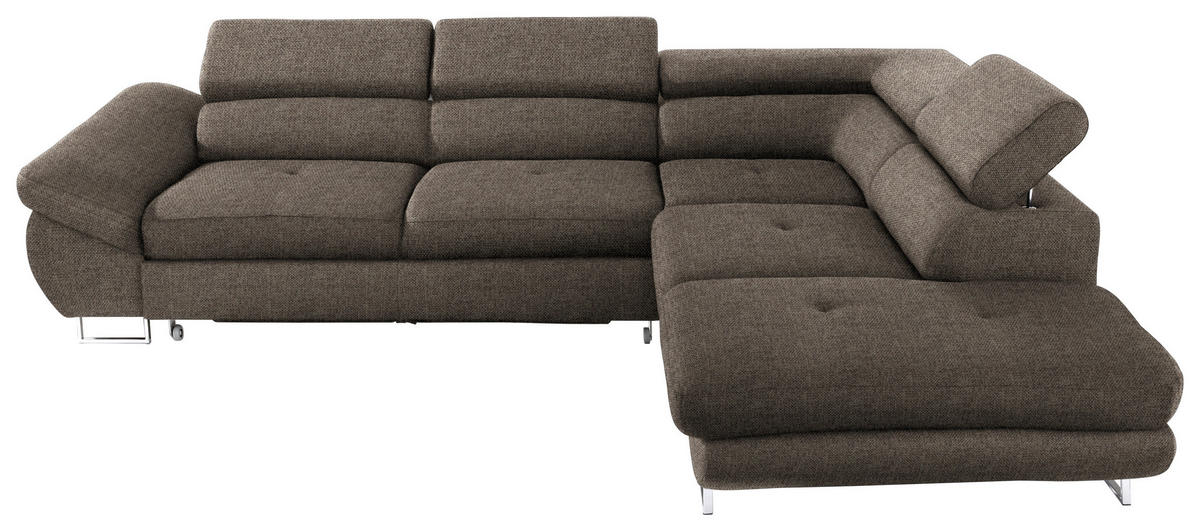 ECKSOFA in Webstoff Graubraun  - Graubraun, Design, Textil/Metall (280/235cm) - Hom`in