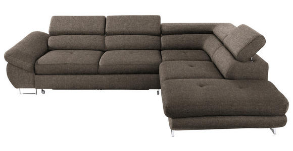 ECKSOFA in Webstoff Graubraun  - Graubraun, Design, Textil/Metall (280/235cm) - Hom`in