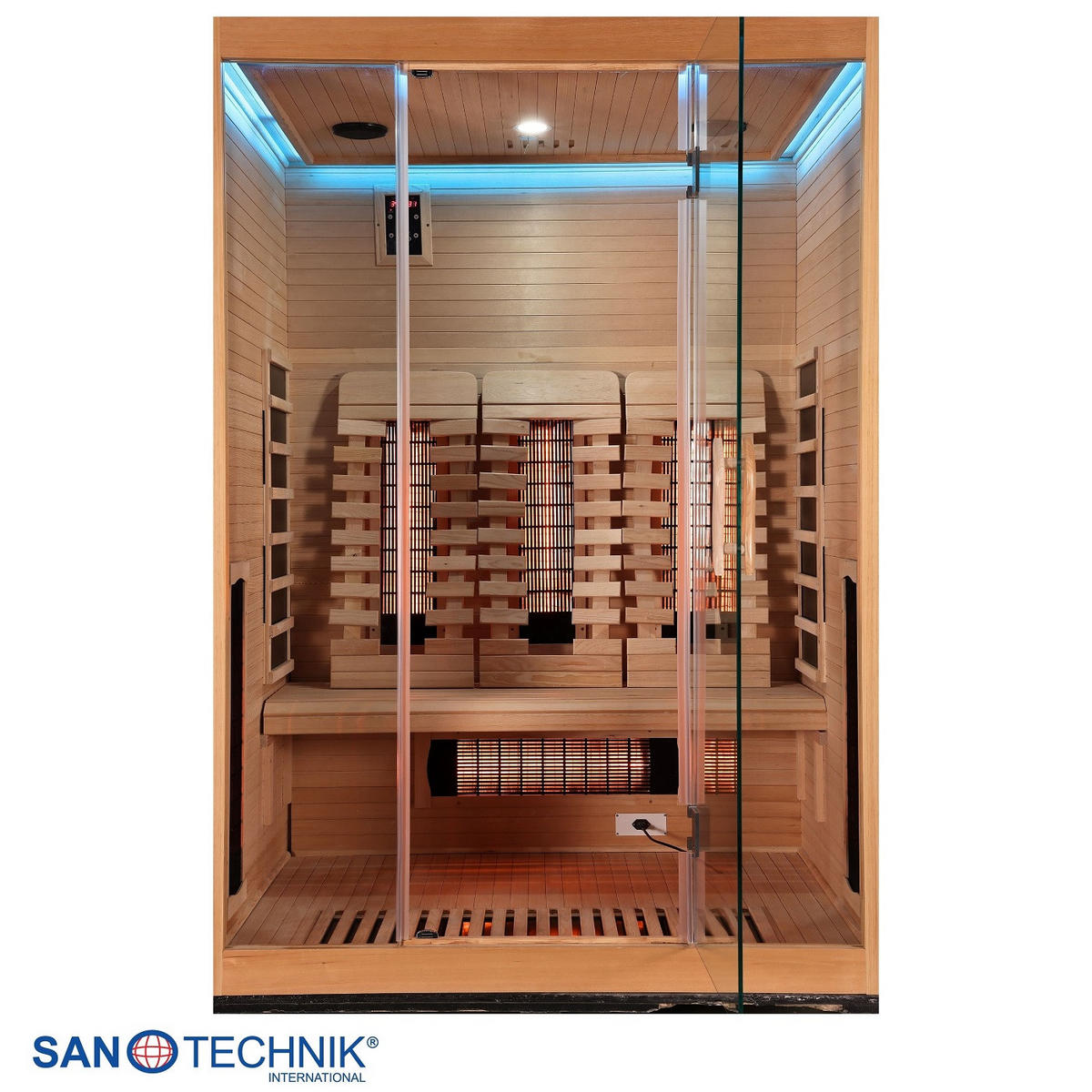 INFRAROTKABINE für 3 Personen OPEN  - Naturfarben, KONVENTIONELL, Holz (150/120/200cm) - Sanotechnik