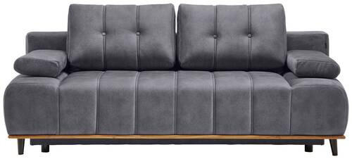 SCHLAFSOFA in Webstoff Grau  - Schwarz/Grau, Design, Holz/Textil (206/77-87/102cm) - Novel