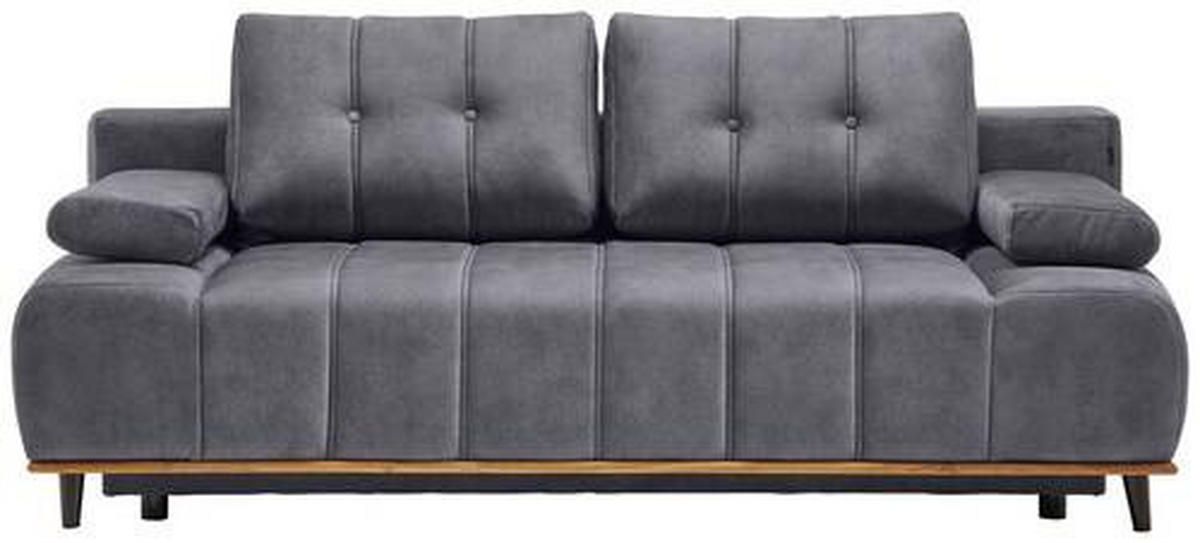 SCHLAFSOFA in Webstoff Grau  - Schwarz/Grau, Design, Holz/Textil (206/77-87/102cm) - Novel