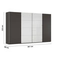 SCHWEBETÜRENSCHRANK 361/223/68 cm 4-türig Graphitfarben, Weiß  - Chromfarben/Graphitfarben, KONVENTIONELL, Glas/Holzwerkstoff (361/223/68cm) - Novel