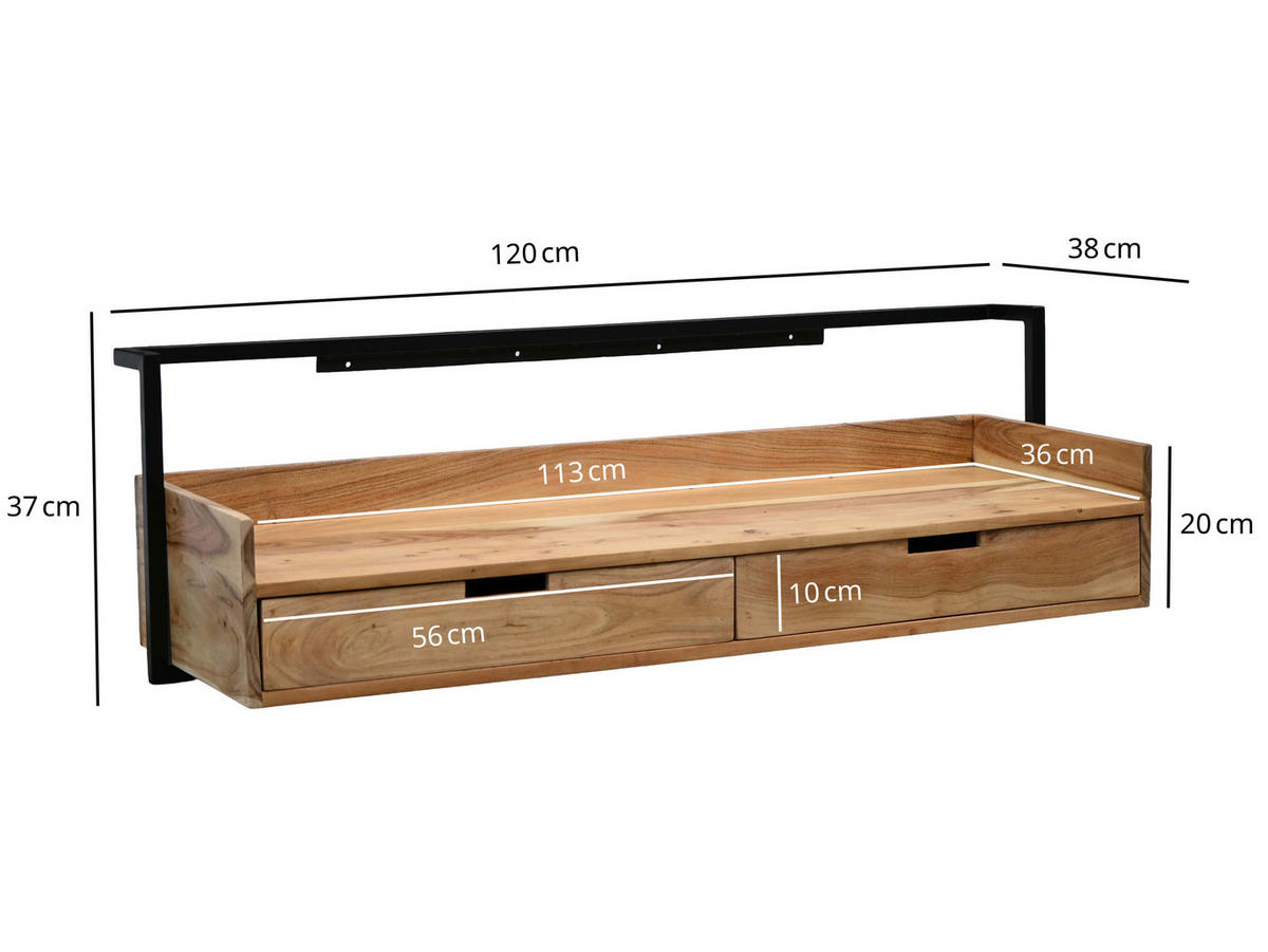 SCHREIBTISCH 120/38/37 cm Akaziefarben  - Akaziefarben, Design, Holz (120/38/37cm) - Livetastic