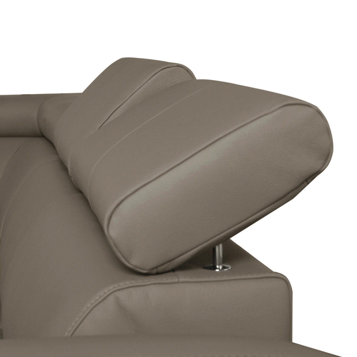 WOHNLANDSCHAFT in Lederlook Echtleder Taupe  - Taupe/Chromfarben, Design, Leder/Textil (208/315/175cm) - Livetastic