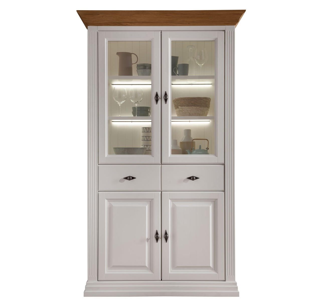 VITRINE WZ-0622 in massiv Kiefer Weiß  - Weiß, Design, Glas/Holz (116/199/45cm) - Livetastic