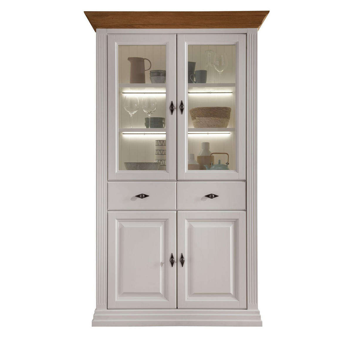 VITRINE WZ-0622 in massiv Kiefer Weiß  - Weiß, Design, Glas/Holz (116/199/45cm) - Livetastic