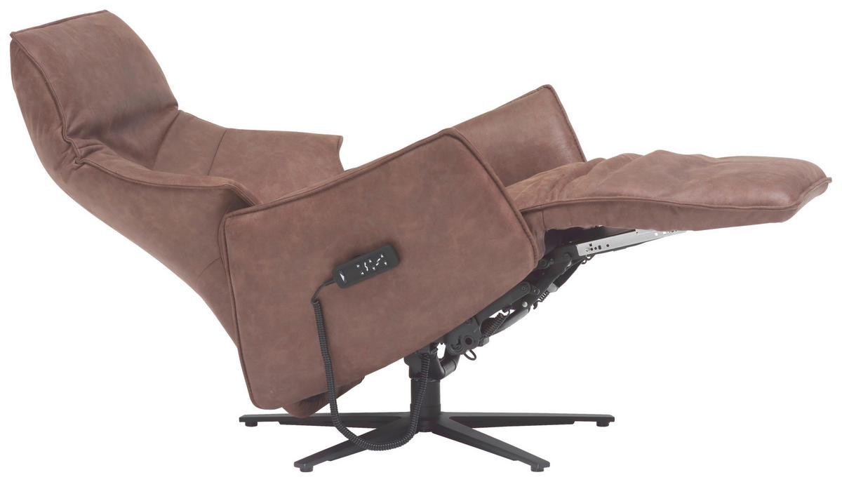 RELAXSESSEL Lederlook Kopfteilverstellung, Fußteilverstellung    - Anthrazit/Braun, Design, Textil/Metall (74/113/84cm) - Himolla