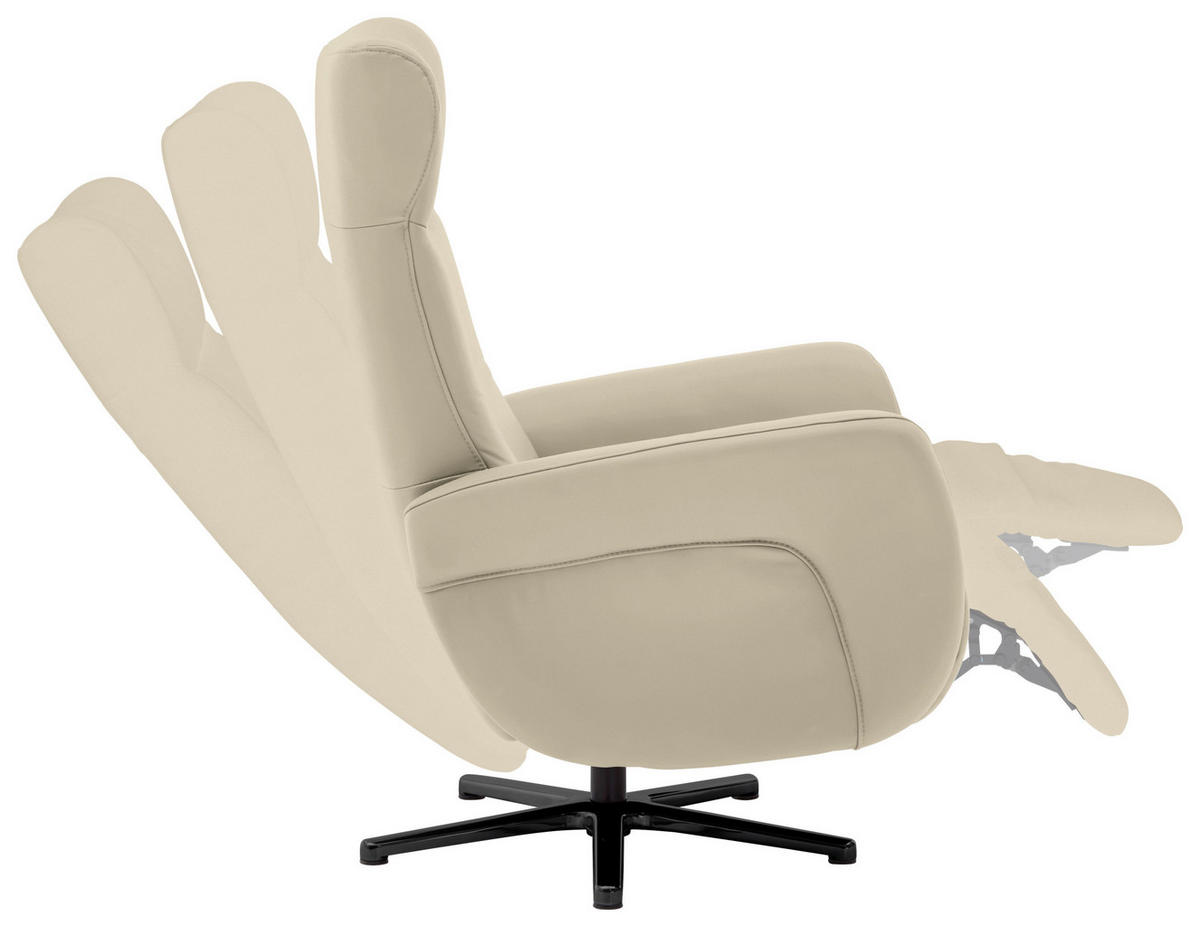 RELAXSESSEL in Leder Creme, Naturfarben  - Creme/Schwarz, Design, Leder/Metall (76/112/83cm) - Beldomo Speed