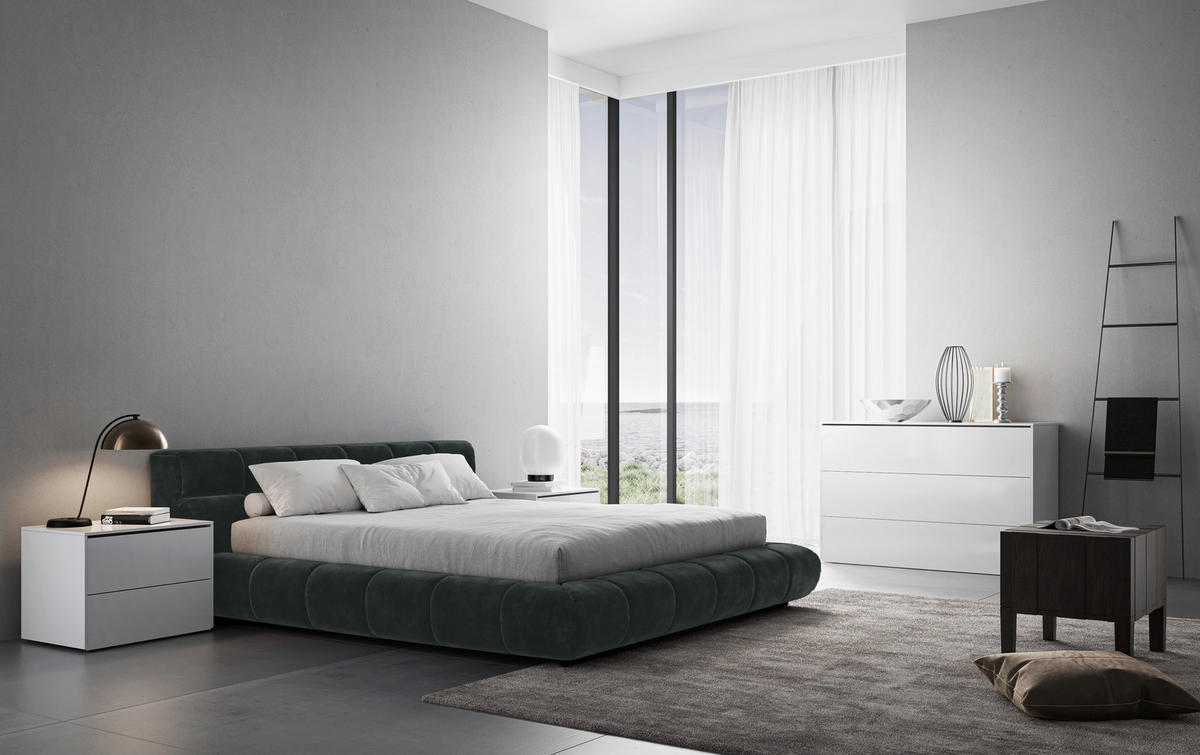 POLSTERBETT 200/200 cm,  in Anthrazit,  - Anthrazit/Schwarz, Design, Textil/Metall (200/200cm) - Belluti