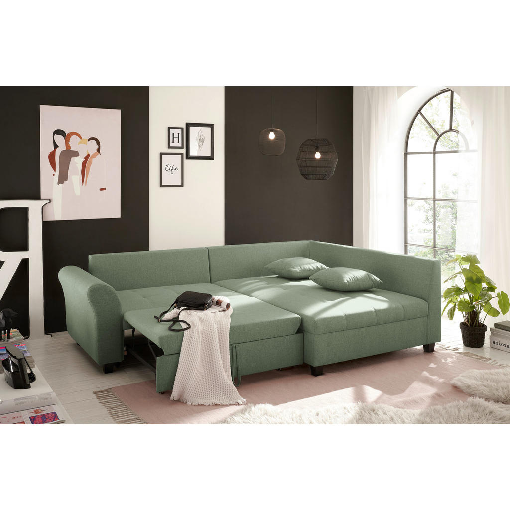 Thumbnail - Livetastic Ecksofa, Grün, Textil, 3-Sitzer, Füllung: Schaumstoffflocken,Schaumstoffflocken, Ottomane rechts, L-Form, 252...