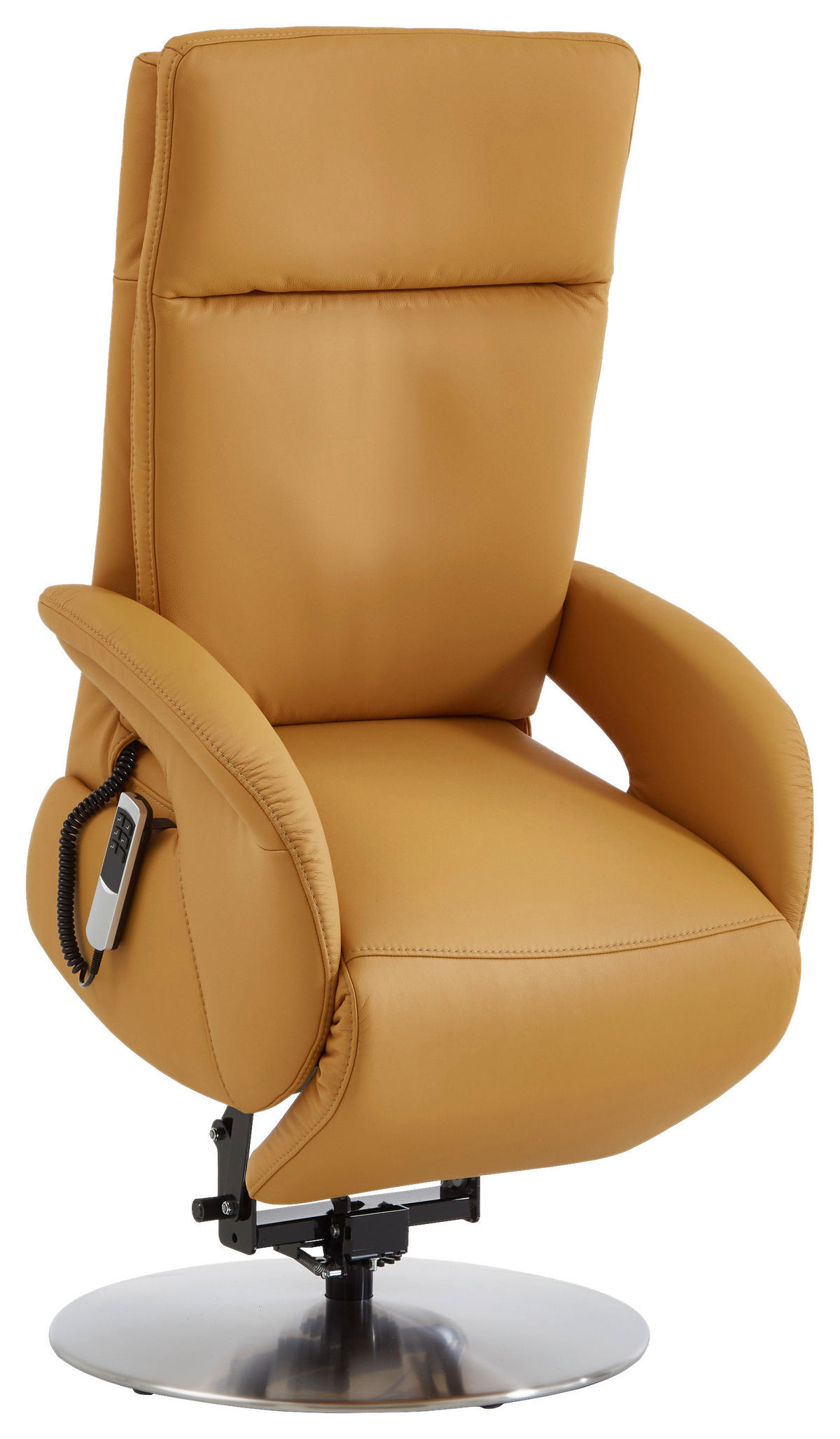 RELAXSESSEL in Leder Currygelb  - Currygelb/Edelstahlfarben, Design, Leder/Metall (70/108/80cm) - Cantus