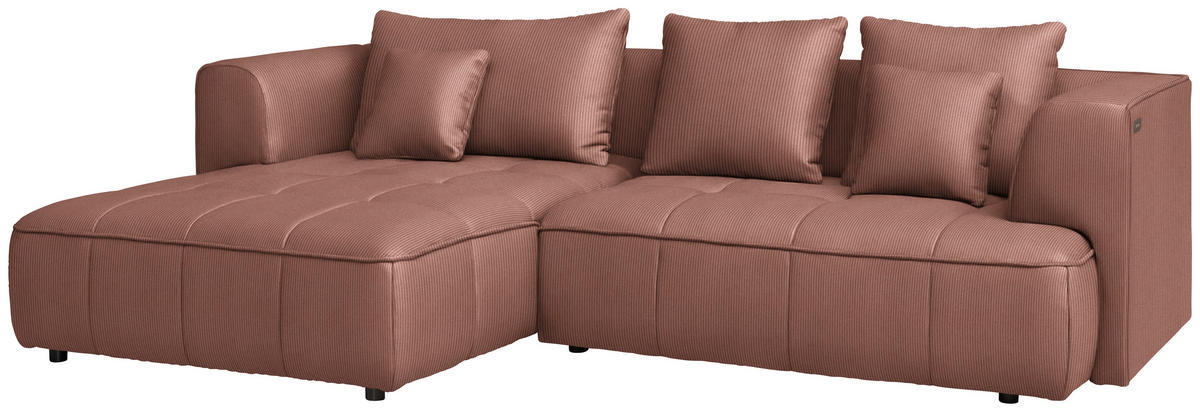 ECKSOFA Feincord Braun  - Schwarz/Braun, Design, Kunststoff/Textil (188/288cm) - Welnova