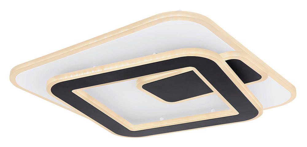 LED-DECKENLEUCHTE 40/40/6,5 cm   - Opal/Schwarz, Basics, Kunststoff/Metall (40/40/6,5cm) - Globo