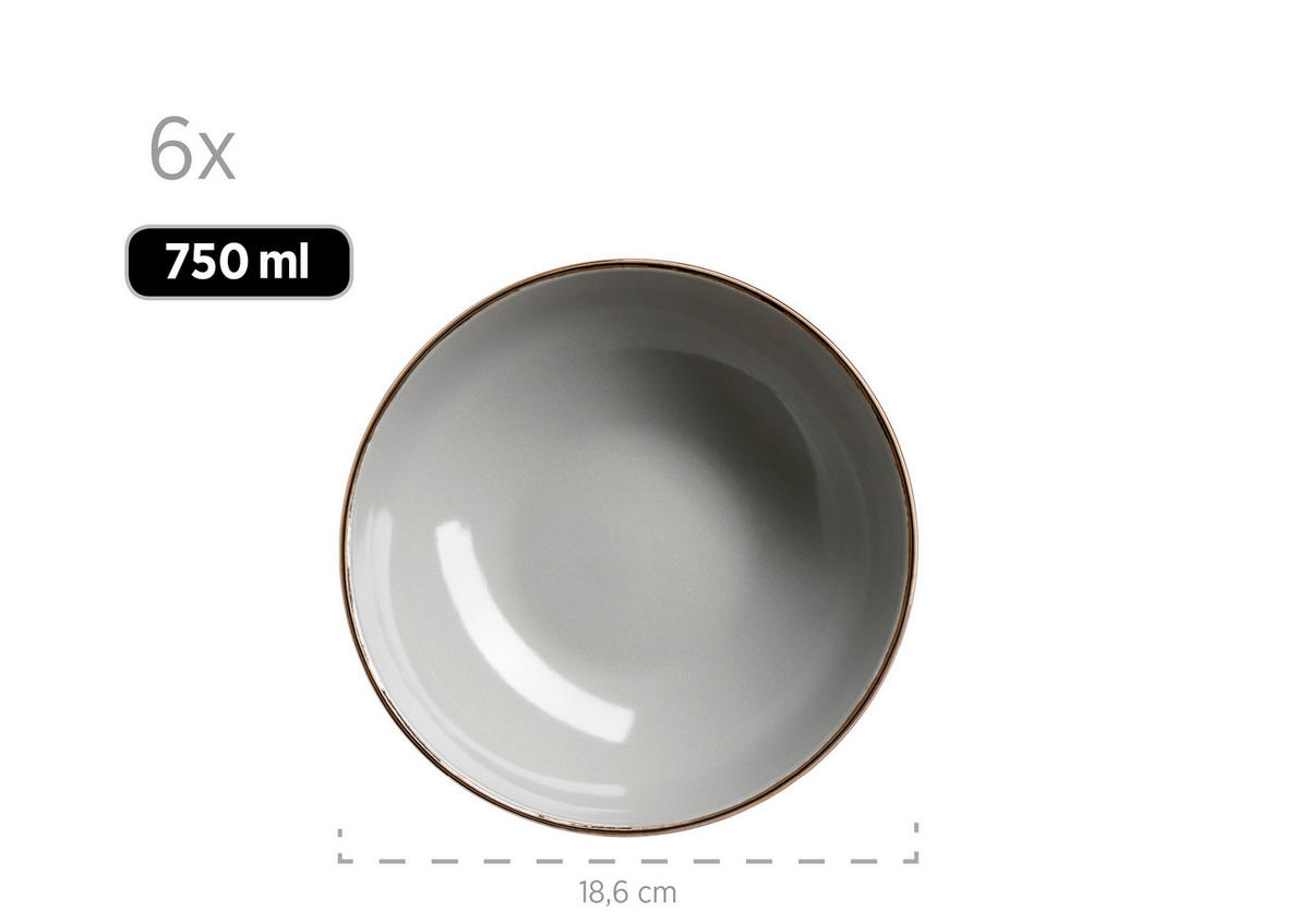 KOMBISERVICE Metallic Rim 24-teilig  - Grau, Basics, Keramik (43/32,5/32cm) - Mäser