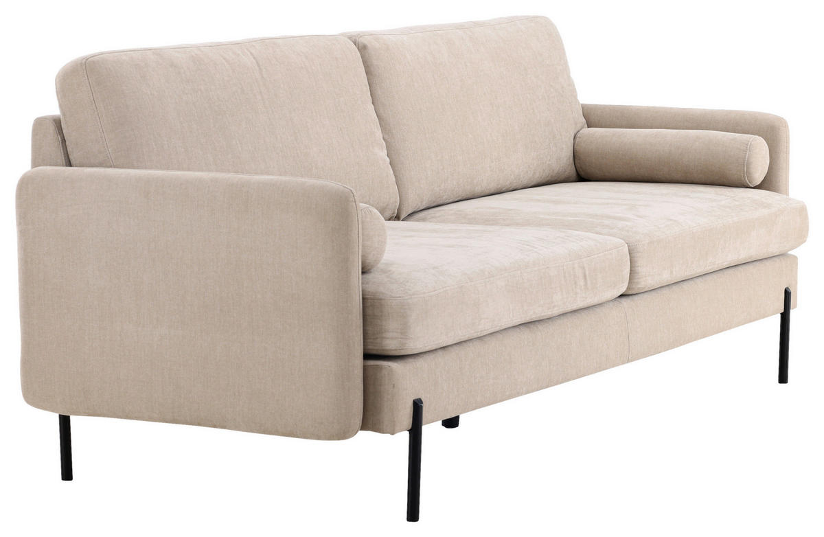 2-SITS SOFFA i metall, textil svart, beige  - beige/svart, Design, metall/textil (209.5/86/87cm) - Livetastic