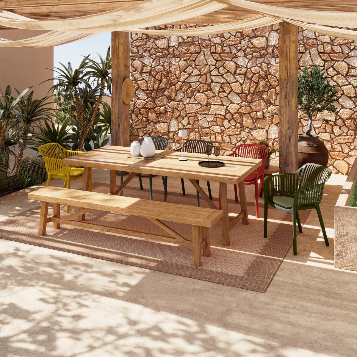 STAPELSESSEL in Kunststoff, Textil Grün  - Grün, Basics, Kunststoff/Textil (55/80/60cm) - Ambia Garden