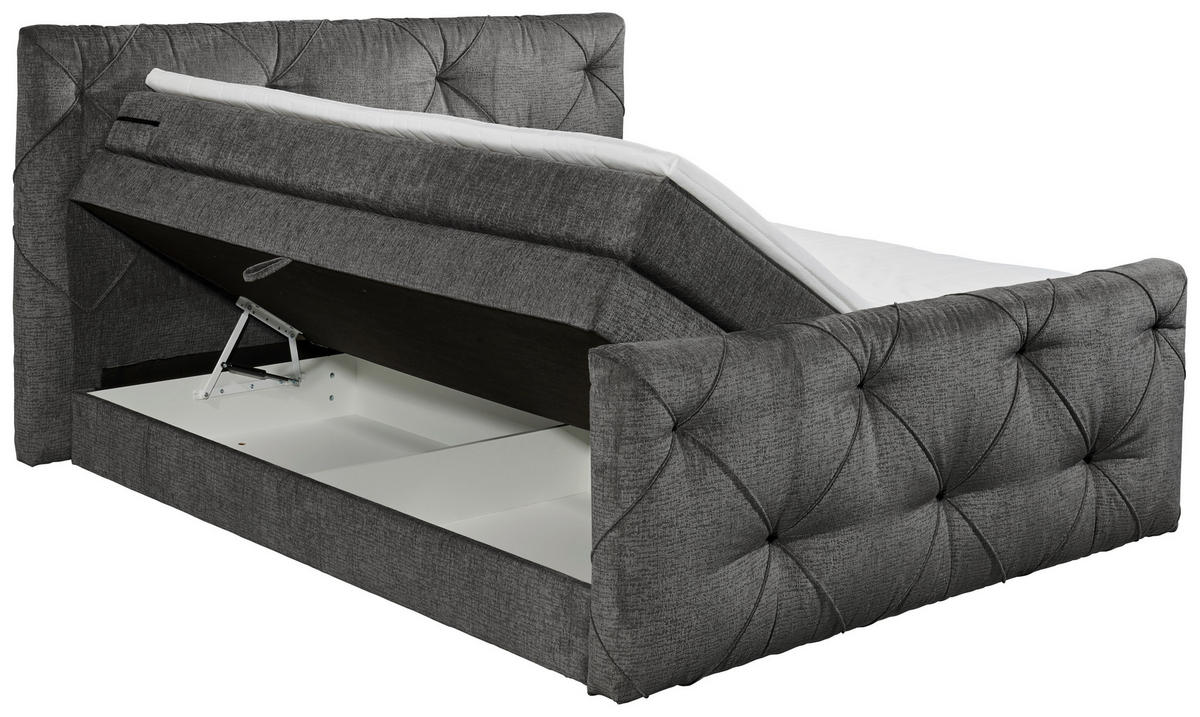 BOXSPRINGBETT 180/200 cm  in Anthrazit  - Anthrazit/Schwarz, Design, Holzwerkstoff/Kunststoff (180/200cm) - Boxxx