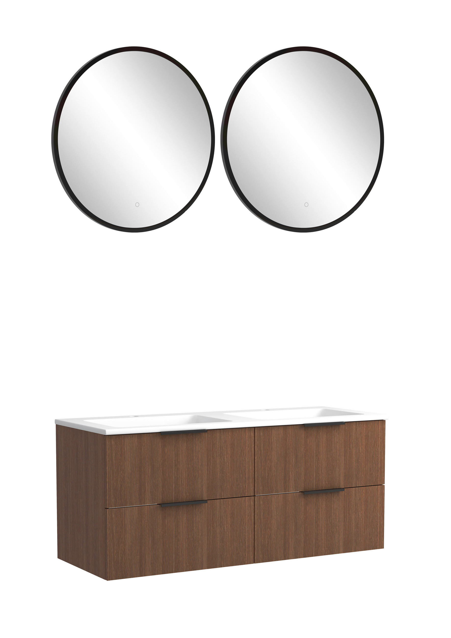 BADEZIMMER 3-teilig  in 120 cm  - Dunkelbraun/Schwarz, Natur, Holzwerkstoff/Stein (120cm) - Held