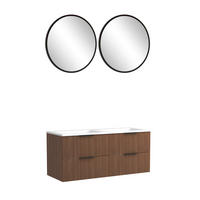 BADEZIMMER 3-teilig  in 120 cm  - Dunkelbraun/Schwarz, Natur, Holzwerkstoff/Stein (120cm) - Held