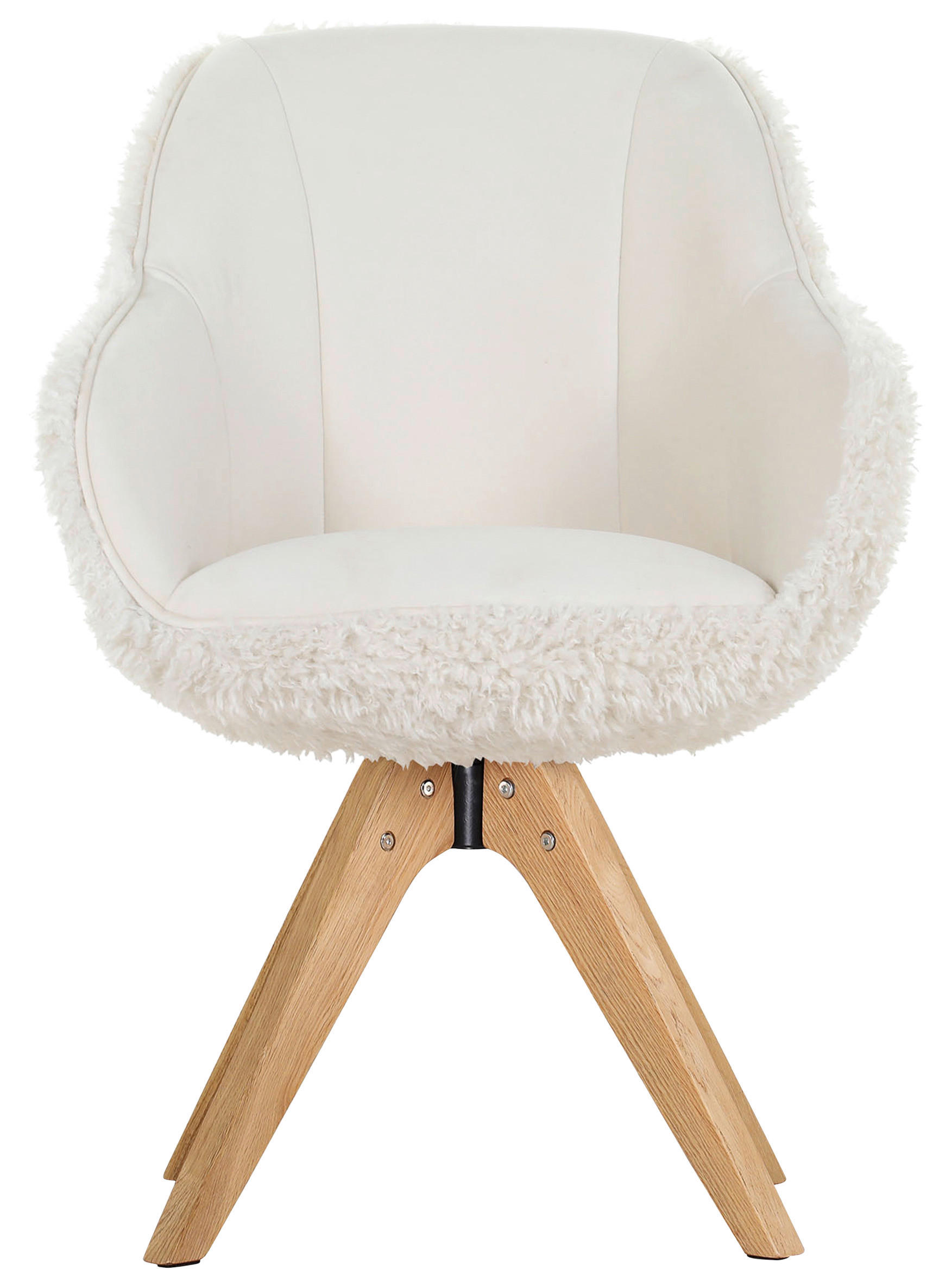 ARMLEHNSTUHL  in Lederlook, Plüsch  - Creme/Weiß, Trend, Holz/Textil (60/83/65cm) - Landscape