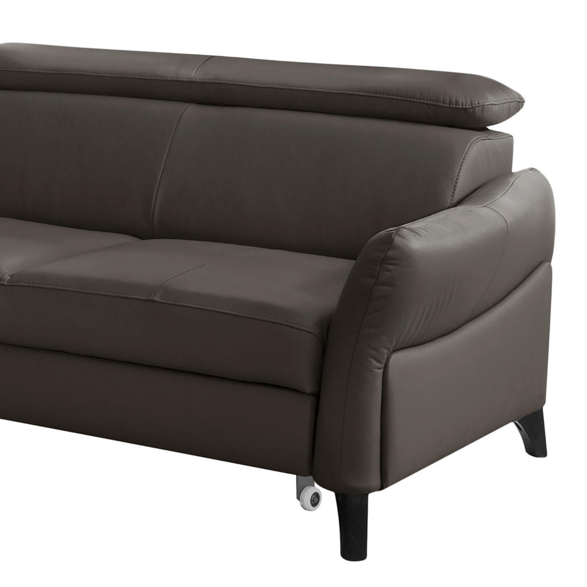 ECKSOFA Dunkelbraun Echtleder Lederlook  - Dunkelbraun/Schwarz, Design, Leder/Holz (199/244cm) - Livetastic