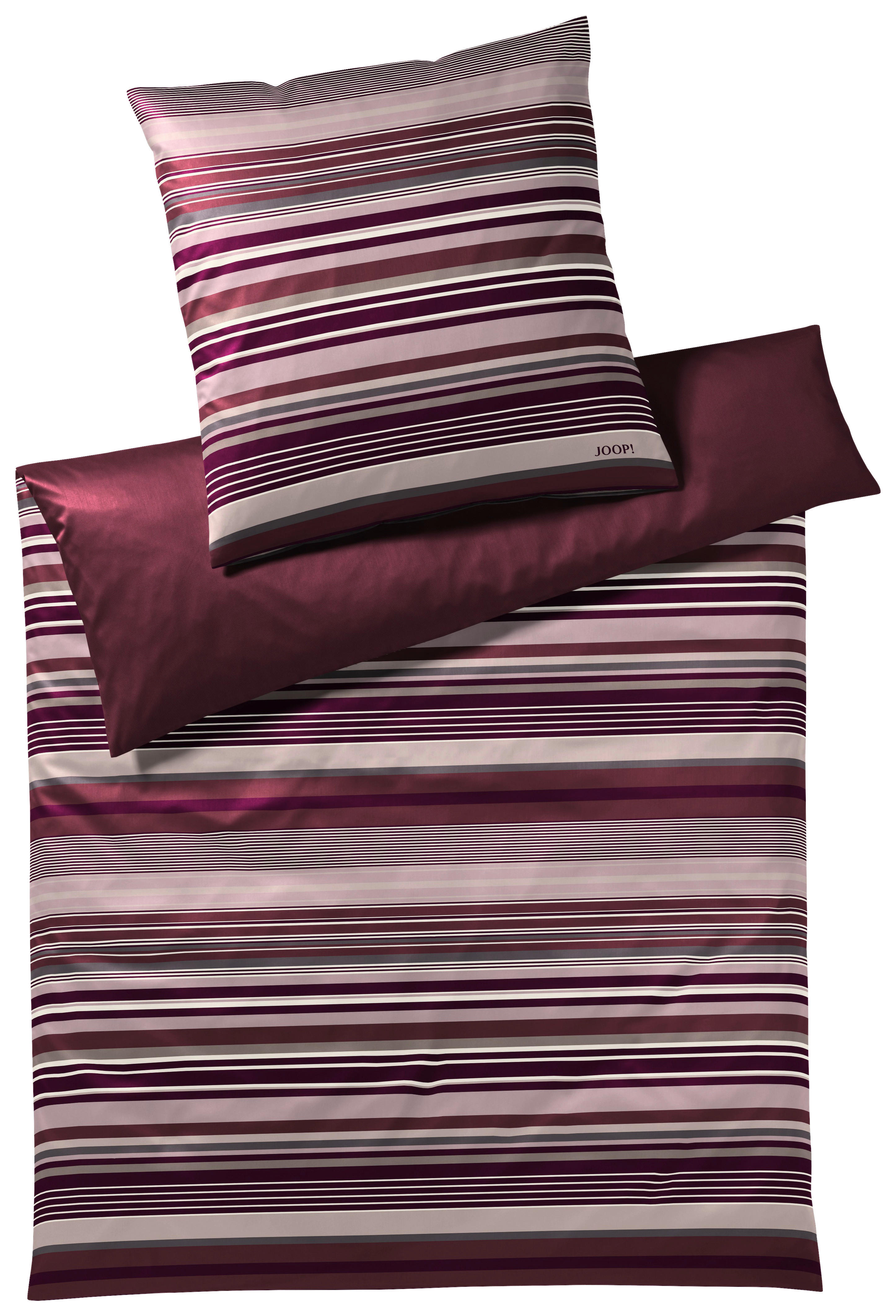 WENDEBETTWÄSCHE MICRO LINES Makosatin 200/220 cm  - Altrosa/Dunkelrot, Basics, Textil (200/220cm) - Joop!