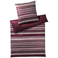 WENDEBETTWÄSCHE MICRO LINES Makosatin 200/220 cm  - Altrosa/Dunkelrot, Basics, Textil (200/220cm) - Joop!
