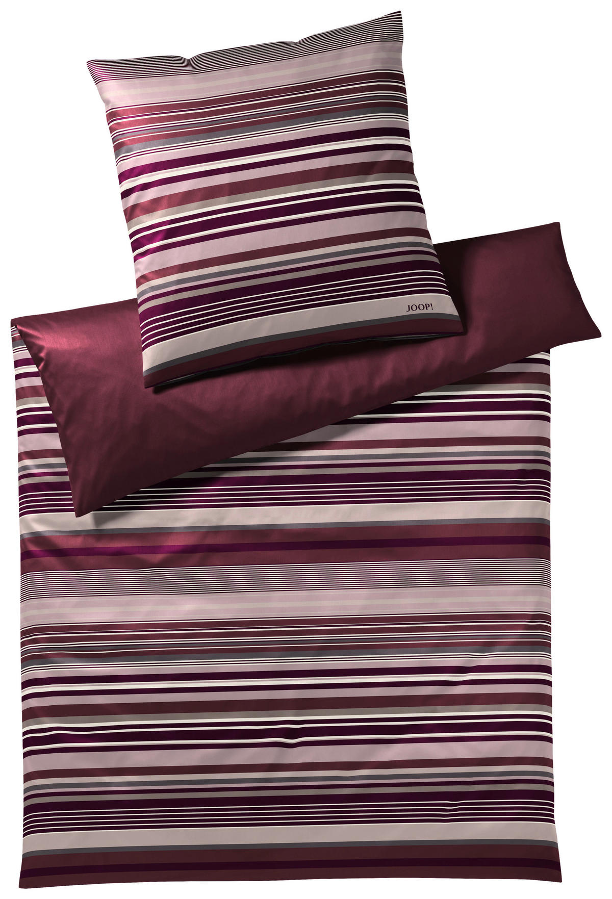 WENDEBETTWÄSCHE MICRO LINES Makosatin 200/220 cm  - Altrosa/Dunkelrot, Basics, Textil (200/220cm) - Joop!