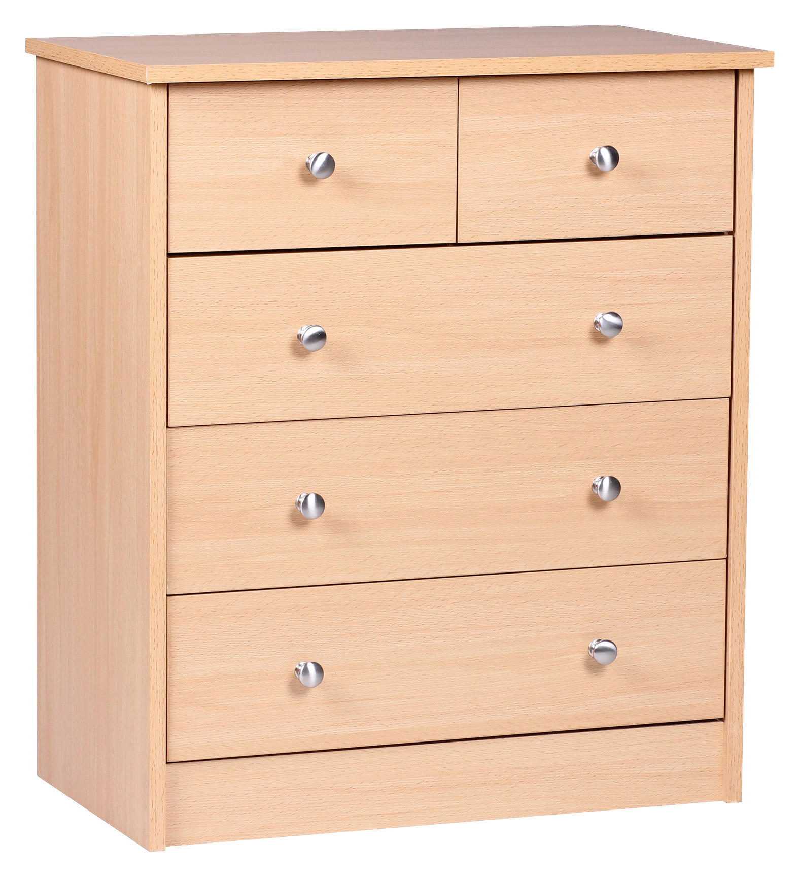 KOMMODE  in 60/70/35 cm  - Silberfarben/Buchefarben, KONVENTIONELL, Holzwerkstoff/Metall (60/70/35cm) - MID.YOU