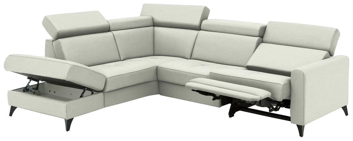 ECKSOFA Beldomo System in Flachgewebe Naturfarben  214/276 cm  - Schwarz/Naturfarben, KONVENTIONELL, Textil/Metall (214/276cm) - Beldomo System