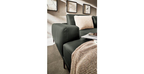 ECKSOFA  in Echtleder Anthrazit  201/304 cm  - Anthrazit/Schwarz, Design, Leder/Metall (201/304cm) - Belluti