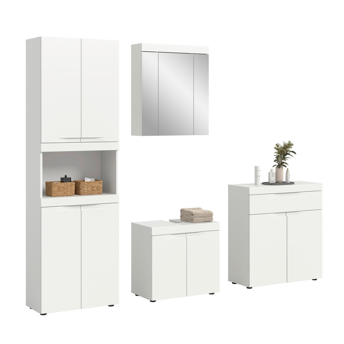 BADRUM 210 cm  - vit/svart, Trend, trämaterial/glas (210cm) - MID.YOU