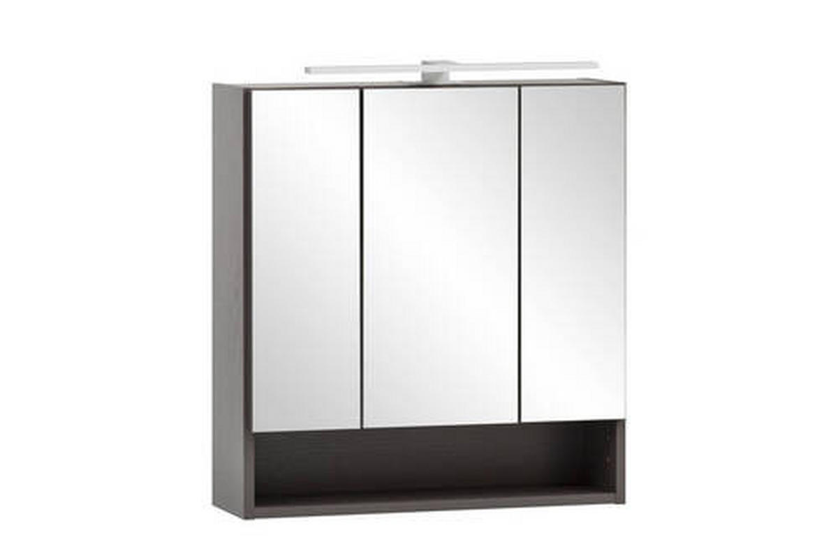 SPIEGELSCHRANK 60/64/20 cm  - Alufarben/Graphitfarben, Natur, Glas/Holzwerkstoff (60/64/20cm) - Xora