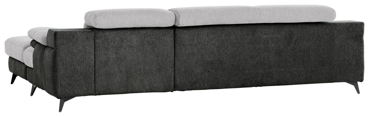 ECKSOFA in Chenille Graphitfarben, Silberfarben  - Silberfarben/Schwarz, Design, Textil/Metall (291/80-98/178cm) - Livetastic