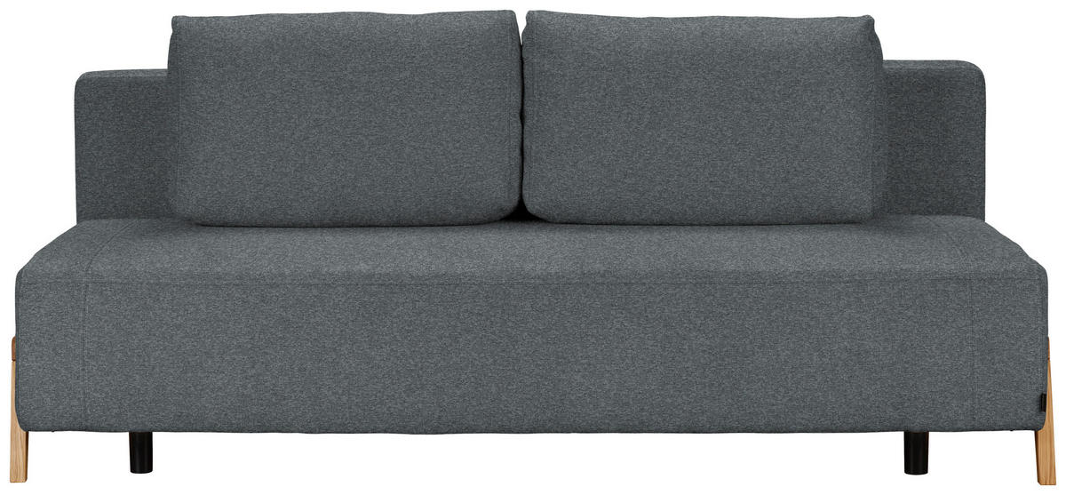 SCHLAFSOFA  mit Stoffauswahl, Liegefunktion, Schlafen auf Sitzhöhe Chenille Dunkelgrau  - Dunkelgrau/Naturfarben, Design, Holz/Textil (211/88/102cm) - Niels Andersson