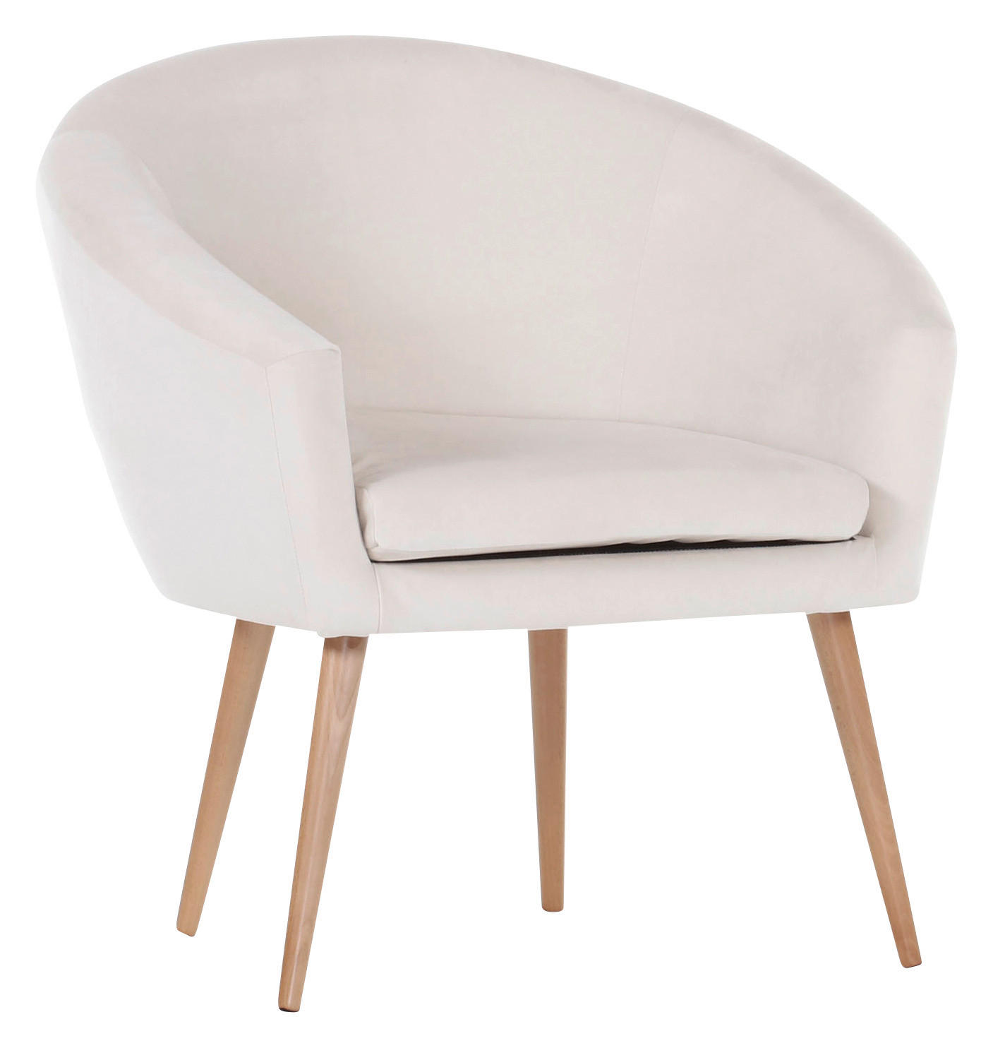 SESSEL Flachgewebe Creme    - Creme/Naturfarben, Design, Holz/Textil (73/73/66cm) - Livetastic