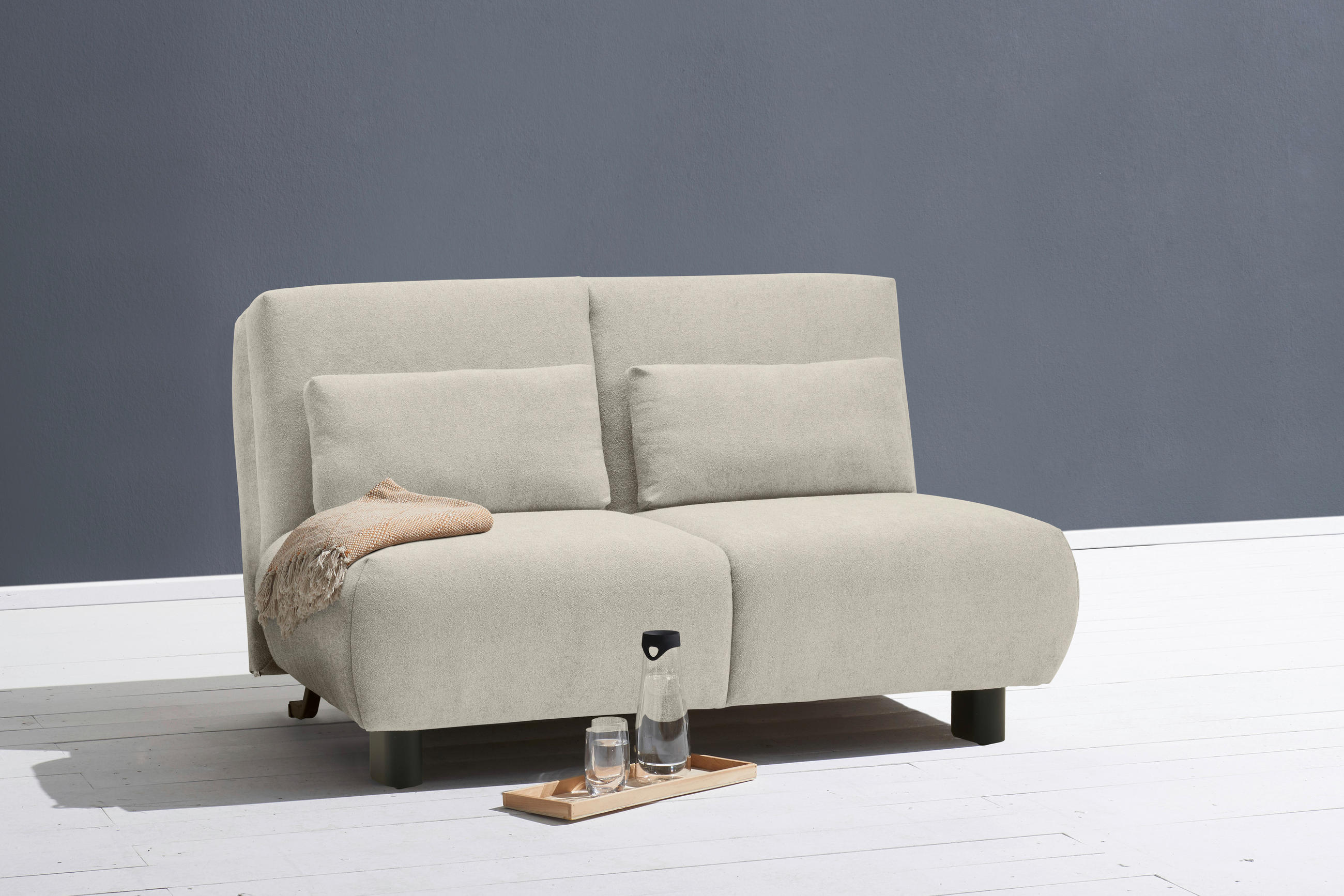 SCHLAFSOFA Flachgewebe Hellgrau  - Hellgrau/Schwarz, KONVENTIONELL, Textil/Metall (150/85/100cm) - Carryhome