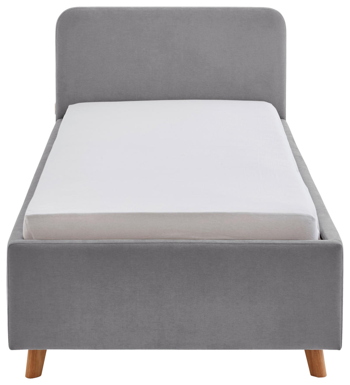POLSTERBETT 90/200 cm,  in Grau, Eichefarben, Lattenrost, Bettkasten, Betttasche,  - Eichefarben/Birkefarben, KONVENTIONELL, Holz/Textil (90/200cm) - Boxxx
