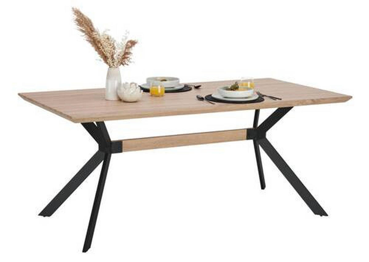 ESSTISCH rechteckig Eichefarben  - Eichefarben/Schwarz, MODERN, Holzwerkstoff/Metall (180/90/75cm) - Livetastic