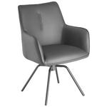 ARMLEHNSTUHL  Sitzfläche 360° drehbar, inklusive Armlehnen, automatische Rückholfunktion  Echtleder  - Schwarz, Design, Leder/Metall (59/87/62cm) - Novel