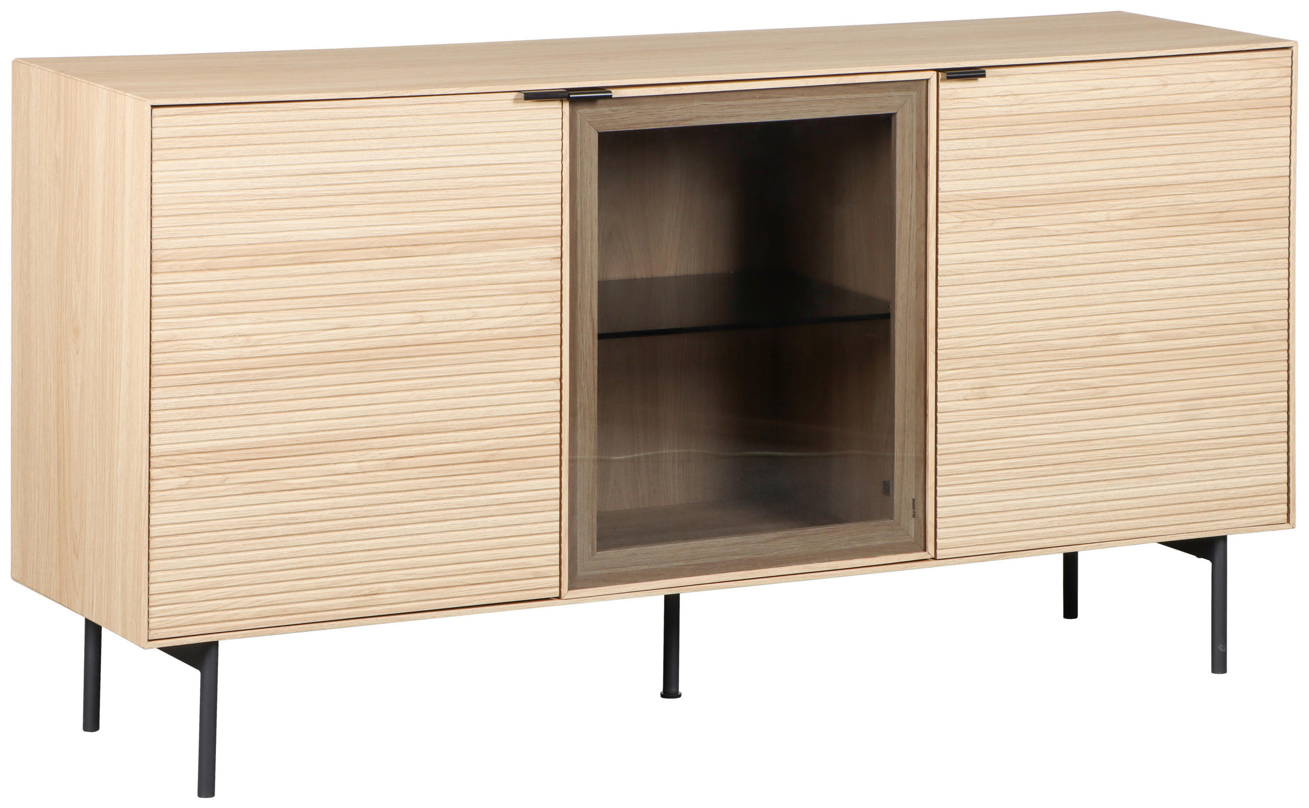 SIDEBOARD  150/80/40 cm  - Eichefarben/Schwarz, KONVENTIONELL, Glas/Holzwerkstoff (150/80/40cm) - Xora