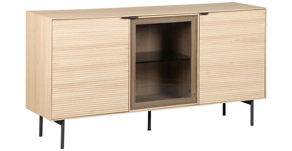 SIDEBOARD  150/80/40 cm  - Eichefarben/Schwarz, KONVENTIONELL, Glas/Holzwerkstoff (150/80/40cm) - Xora