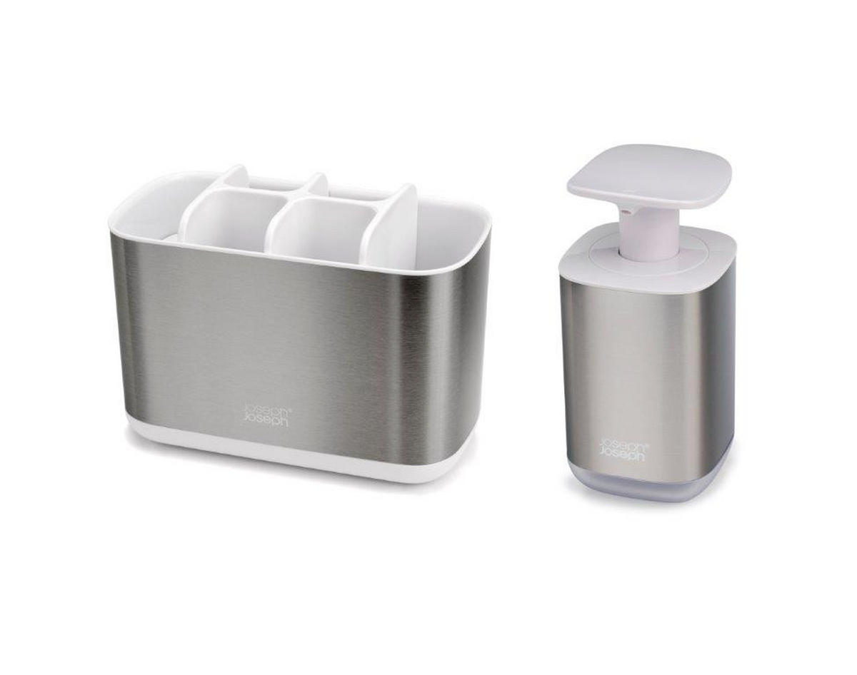 SET ZA KUPAONICU  srebrne boje, bijela  FLEX STEEL  - bijela/srebrne boje, Basics, metal (26/30/18cm) - Joseph Joseph