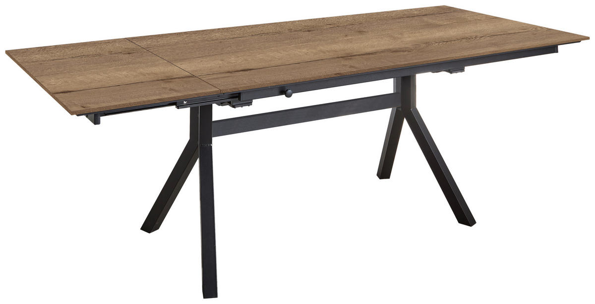ESSTISCH in Holz, Metall 200-300/95/76 cm  - Eiche dunkel/Schwarz, Basics, Holz/Metall (200-300/95/76cm) - Celina Home