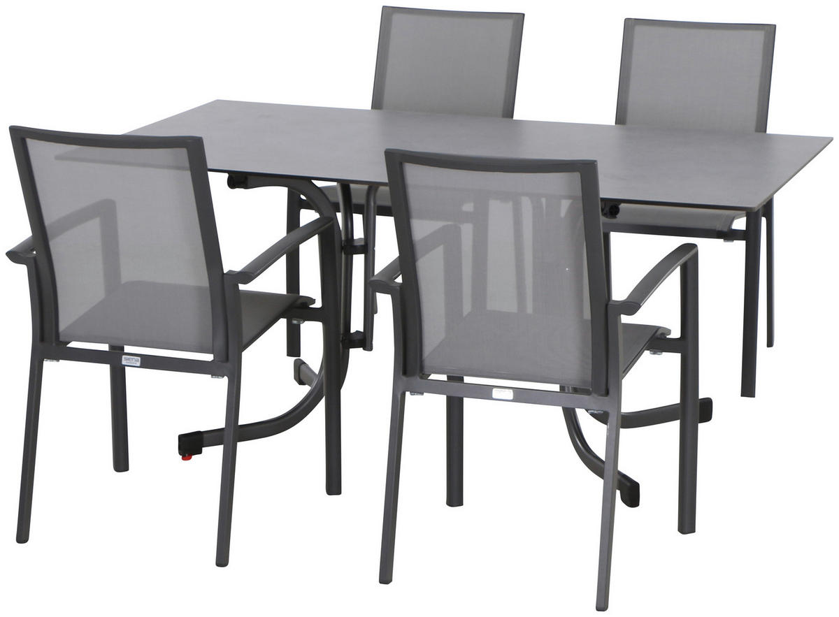 GARTENTISCHGRUPPE  - Anthrazit/Schwarz, KONVENTIONELL, Keramik/Textil - Siena Garden