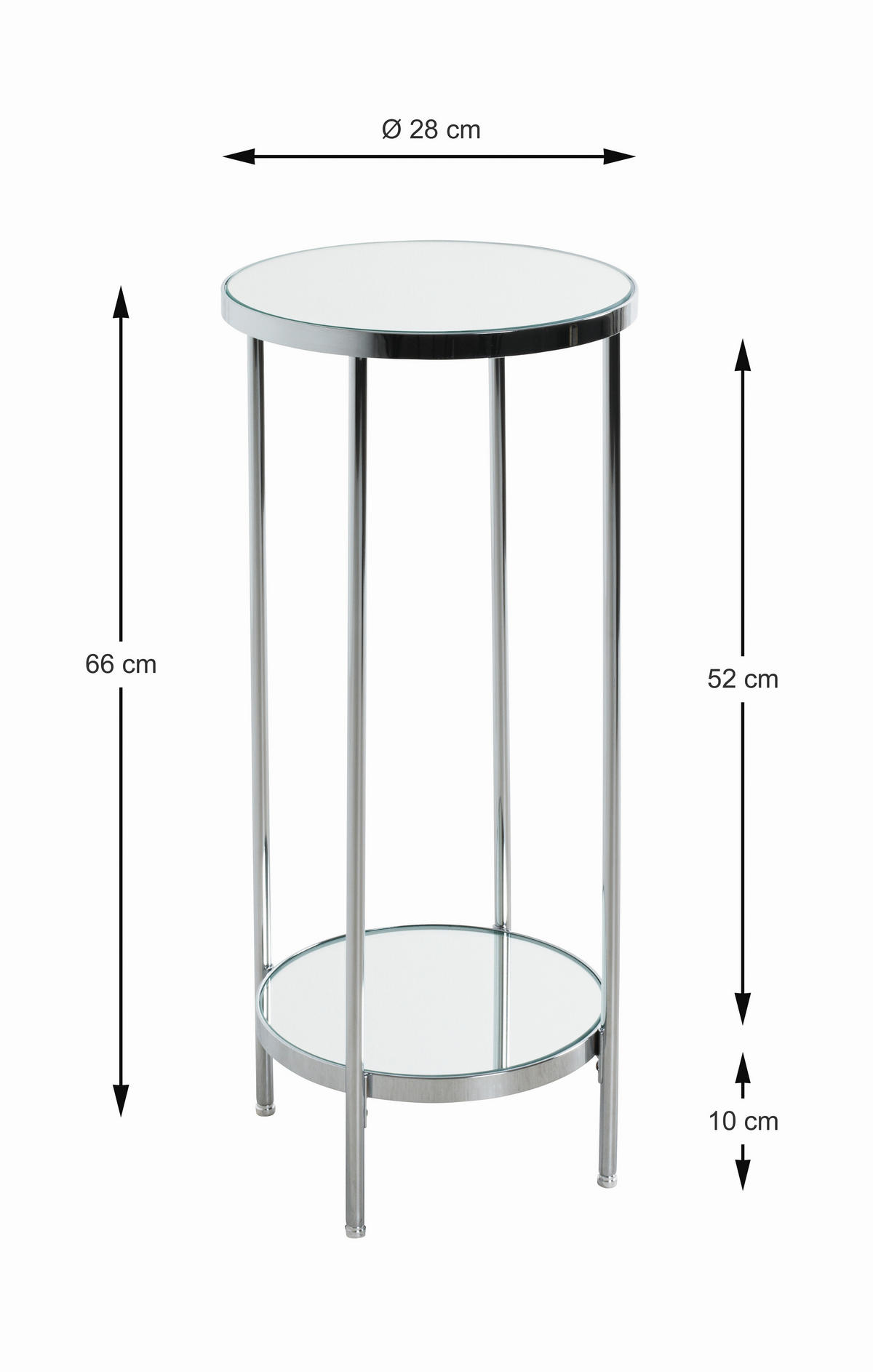 BEISTELLTISCH 28/28/66 cm Chromfarben rund  - Chromfarben, MODERN, Glas/Metall (28/28/66cm)