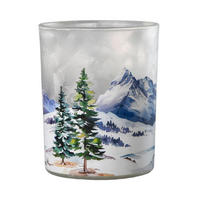 TEELICHTGLAS - Weiß/Hellblau, Basics, Glas (10/12,5cm) - Ambia Home