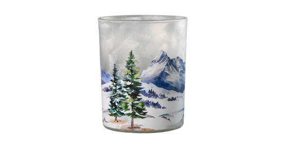 TEELICHTGLAS - Weiß/Hellblau, Basics, Glas (10/12,5cm) - Ambia Home