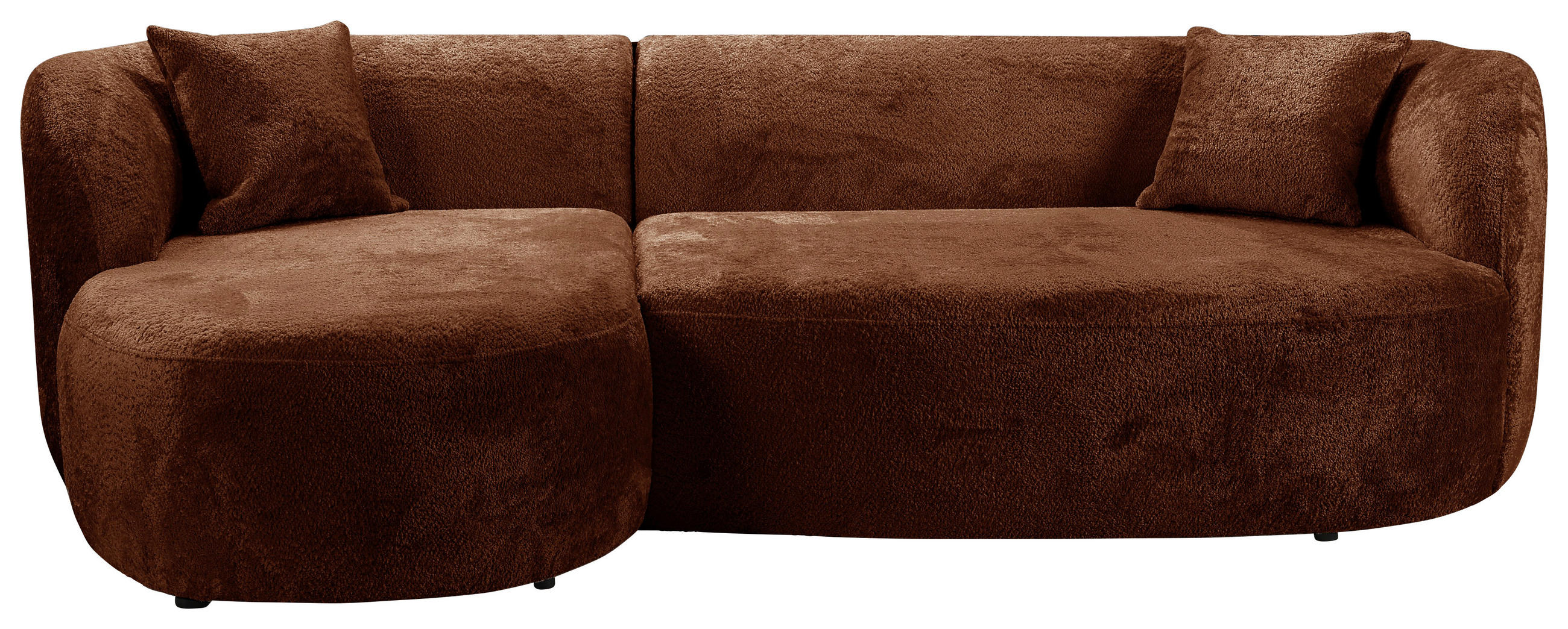 ECKSOFA in Bouclé Rostfarben  - Rostfarben/Schwarz, Design, Kunststoff/Textil (143/264cm) - MID.YOU